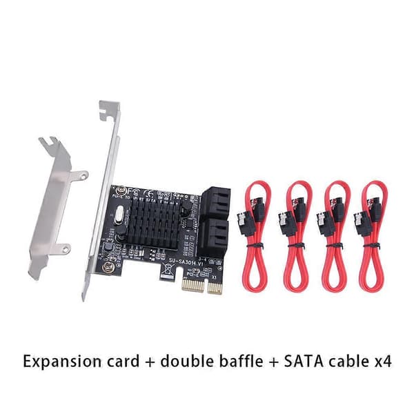 4 porter PCI-E til SATA3.0 kontroller ekspansjonskort for BTC Miner Mining