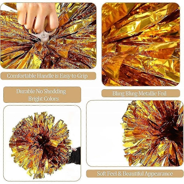 12 kpl Cheerleading Pom Pomit Sormiaukoilla Metallinhohtofolio Cheer Pom Pomit qyF TWO YBF