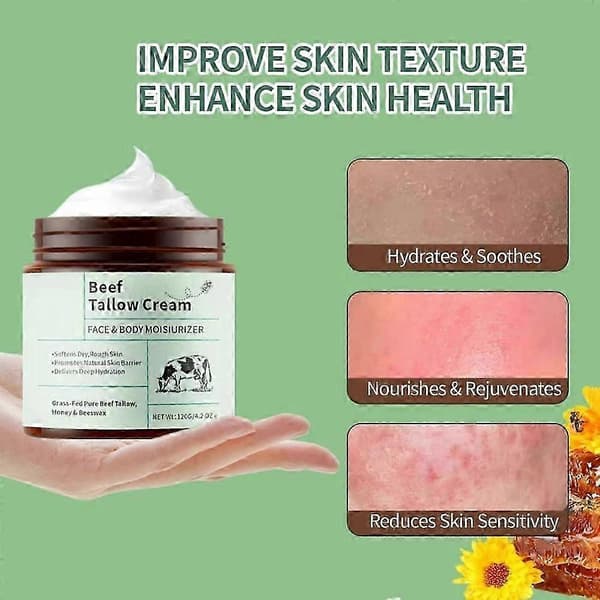 Talgkrem for hud, med honning, gressforet, ren og bivoks 120g