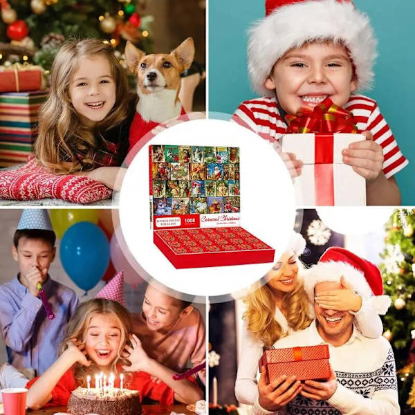 Barn julpussel adventskalender 24 dagars nedräkningspussel Set Söt kalender för Develop Hands On Ability Gör-det-själv set
