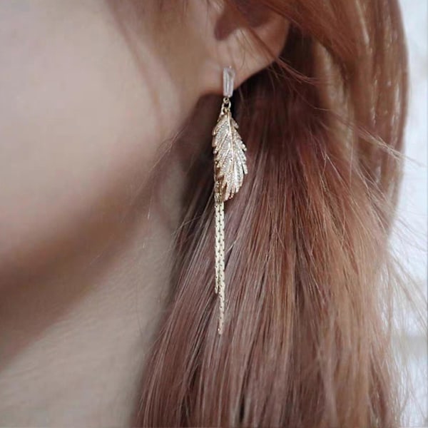 1 Par Dame Øredobber Bladform Dusk Skinnende Rhinestone Hengende Øredobber Bryllupssmykker