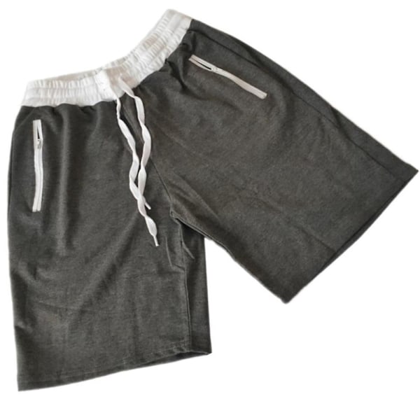 Solida strandshorts med dragsko för män Sommar Casual Elastisk midja Halvbyxor Badbyxor Badkläder Dark Grey 2XL