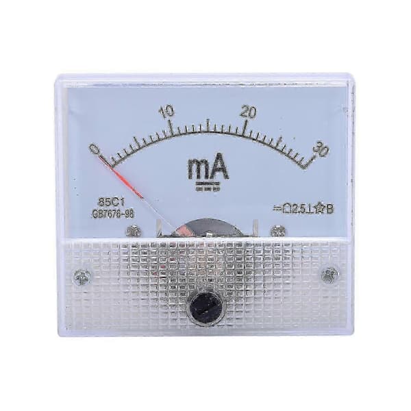 DC 0-30mA Analogt Strøm Panel Meter Amperemeter 85c1 30mA, Whiteab