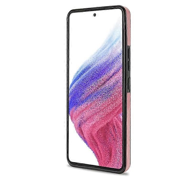 N.BEKUS Yhteensopiva Samsung Galaxy A53 5G Pudotussuojattu Puhelinkotelo Jalusta RFID Pystykorttipidike PU Nahka+TPU Suoja PinkGold