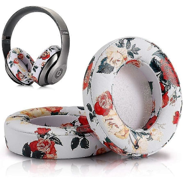 Korvaavat korvatyynyt Beats Studio 2.0 langattomille ja langallisille sekä Studio 3.0 Over Ear -kuulokkeille, 1 pari (kukka valkoinen)
