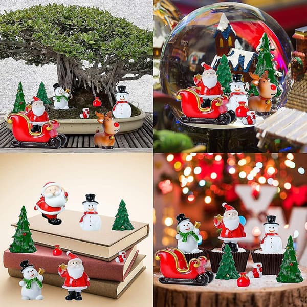11 Miniature Resin DIY Havefigurer, Juleminiaturepynt Sæt