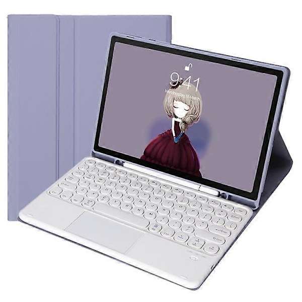 YT098B-A Yhteensopiva iPad Air (2020) / (2022) Pyöreät näppäimet Langaton Bluetooth-näppäimistö kosketuslevyllä, ihoa myötäilevä iskunkestävä jalusta Purple