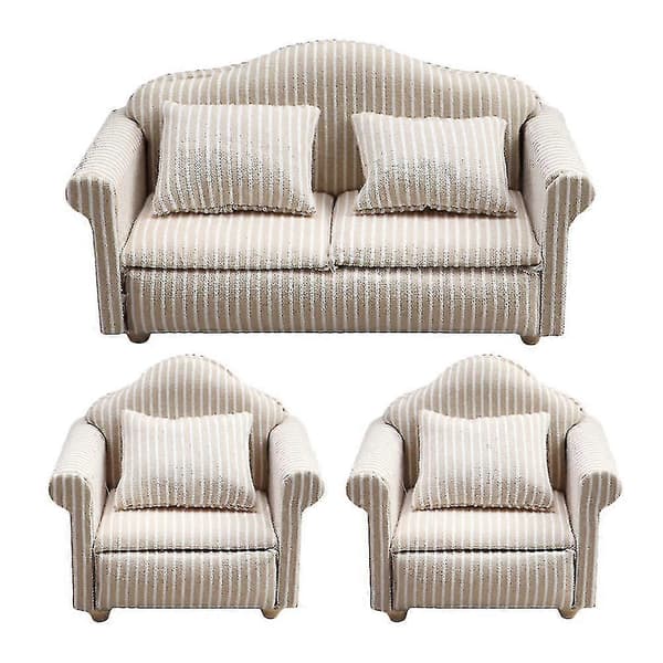 3 stk Miniatyr Sofa Modell Dukkehus Møbler Sofa Miniatyr Sofa Modell Miniatyr Sofapute