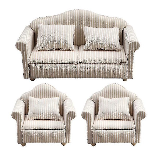 3 stk. Sofa Miniature Sofa Model Dukkehuss Møbler Sofa Miniature Sofa Model Miniature Sofa Pude