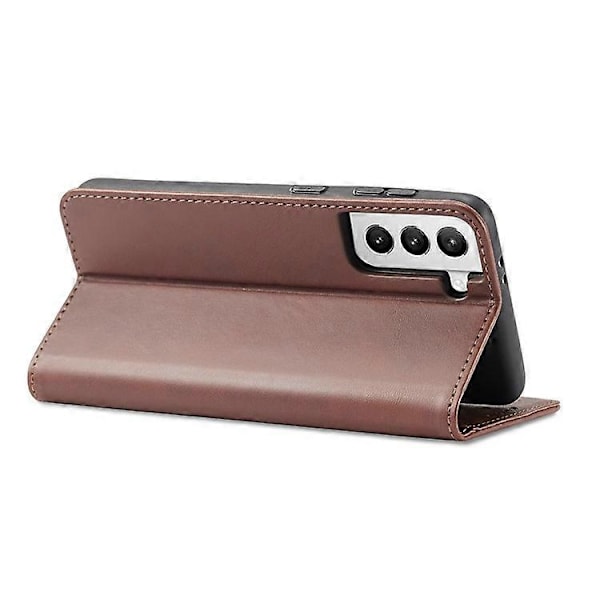Kompatibel med Samsung Galaxy S21+ 5G Anti-drop Telefon Cover Stativ Kalve Tekstur Flip Telefon Cover Kort Holder Brown