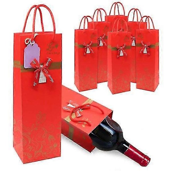 Presentpåsar för vinflaskor 6 stycken, vinpåsar present