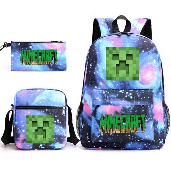 MINECRAFT Rygsæk Skoletaske til Børn Drenge Piger Game Printed Student Bogtaske Skoleartikler Silver