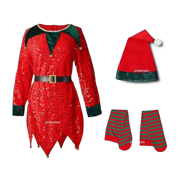 Tomtetjejer Juldräkt Jul Barn Jultomte Kostym Kläder Festklänning Set För Barn Nyår Jultomte Set style 1 7-8T(140)