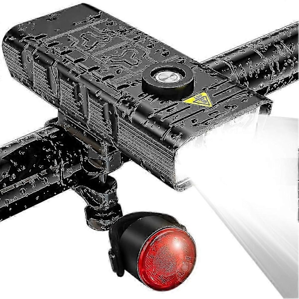 7000 Lumen Kraftfulla Cykellampor Fram och Bak, 5 LED Super USB Laddningsbara Vattentäta Cykelhuvud