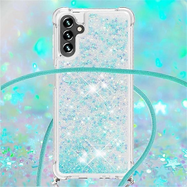 YB Quicksand Series-4 Telefondeksel Kompatibelt Med Samsung Galaxy A34 5G Flytende Sandfall Støtsikkert TPU-deksel med Lanyard Blue