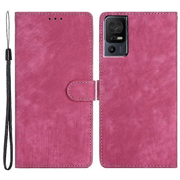 Kompatibel for TCL 40 SE Deksel med Håndleddsrem Hud-følsom Lommebok Lær Telefondeksel Pink