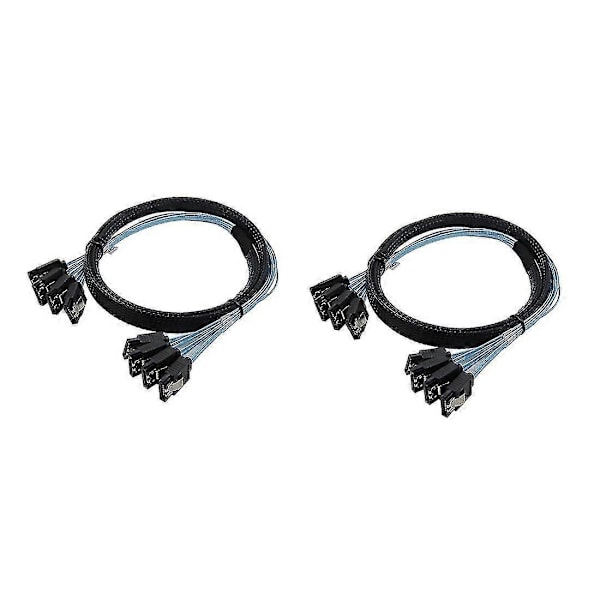 2 stk 4x SATA til SATA kabel 4 porter/sett Data kabel 7 pin SATA kabel 6gbps SATA til SATA HDD kabel Cor