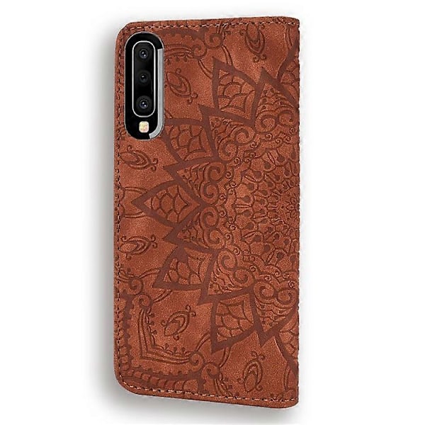 Imprint Mandala Kukka Jalusta Lompakko Nahkakotelo Suojakuori Yhteensopiva Samsung Galaxy A50/A50s/A30s:lle Brown