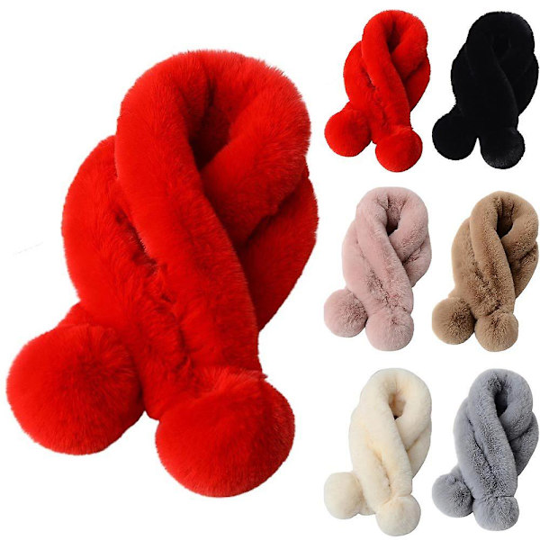 Naisten pehmohuivi Stole Wrap Huivit Furry Winter Neck Warmer Warm Red