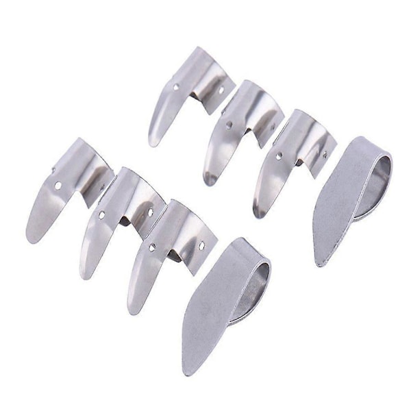 8 stk Gitar Plekter for Tommel og Fingre Rustfritt Stål Gitarplekter Tommelplekter Fingerplekter for Elektrisk Gitar Bass Ukulele (Sølv)