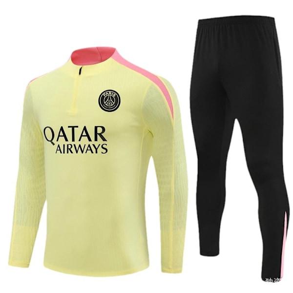 24-25 Paris Ny Fotball Voksen Lang Ermet Halv Pull Treningsdress Dress Spiller Versjon 24-25 Paris Light Yellow] L