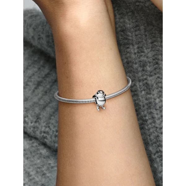 Skiing Penguin Charm - Sterling Sølv