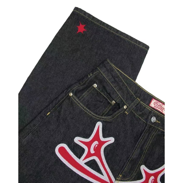 Retro herrebukser Street Sommer uformelle bukser med rett ben black blue XL