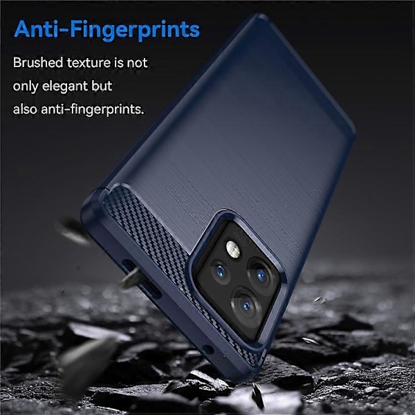 Yhteensopiva Motorola Moto X40 Pro 5G pudotussuojattu hiilikuitukuvioitu TPU suojapuhelinkotelo harjattu matkapuhelinkotelo Blue
