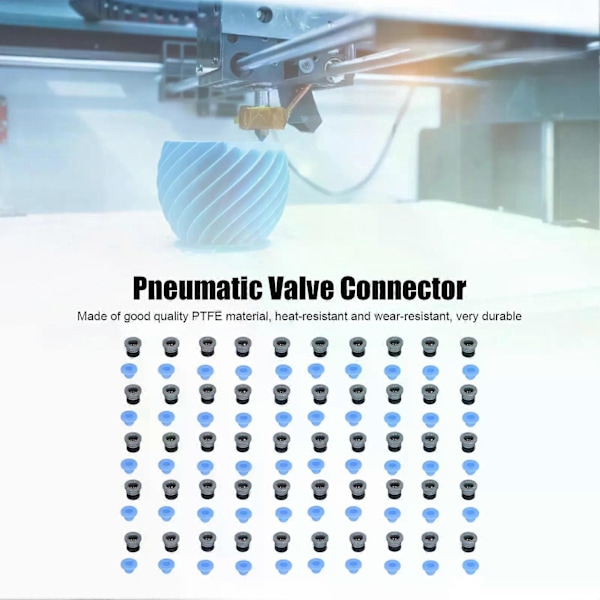 50-pack Pneumatisk ventilanslutningshuvud för VORON Extruder 3D-skrivartillbehör PTFE ECAS04