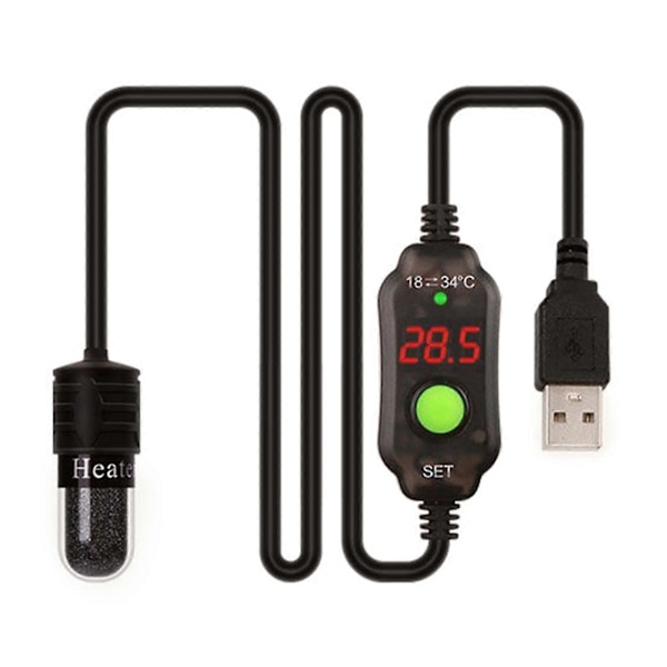 Pieni upotettava akvaariolämmitin 18-34  Säädettävä lämpötila USB-lataus SZRH