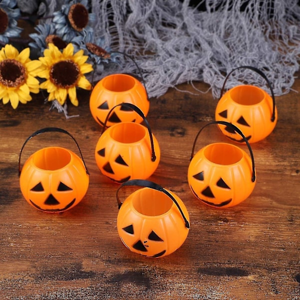 6 stk. Halloween Græskarspand Trick Or Treat Slikkurv Slikholdere Til Piger Drenge Halloween Festartikler uu