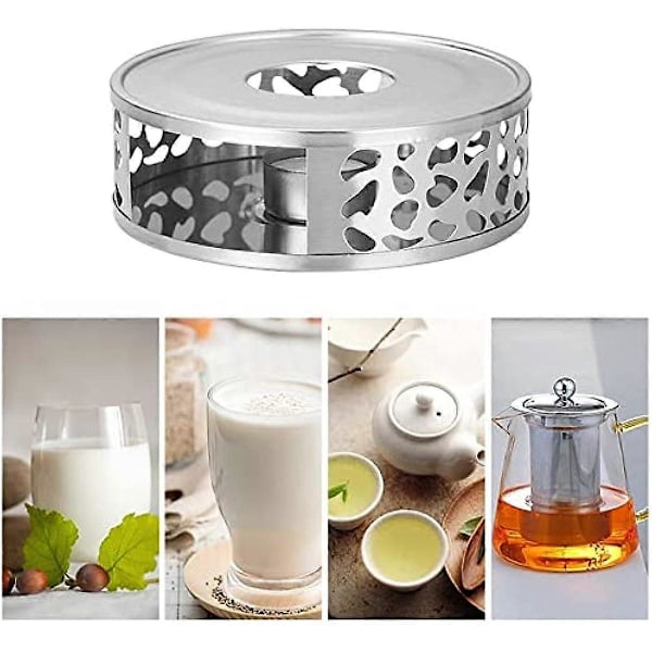 Tevarmer for tekanne, tevarmer i rustfritt stål med telysholder, tebase, varmebestandige tekanner, egnet for alle tekanner og tesett, kaffe