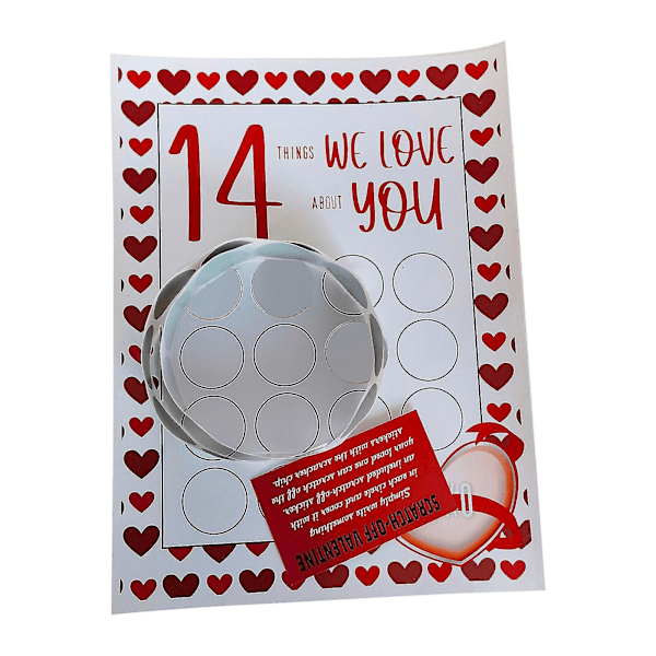 Sesongbasert og høytidsdekorasjon Valentine Skrapelodd Print Valentinsdag Skrap Jeg Elsker Deg 14 Ting Alternativer Egendefinert DIY Gave Skrapelodd 2 stk Q