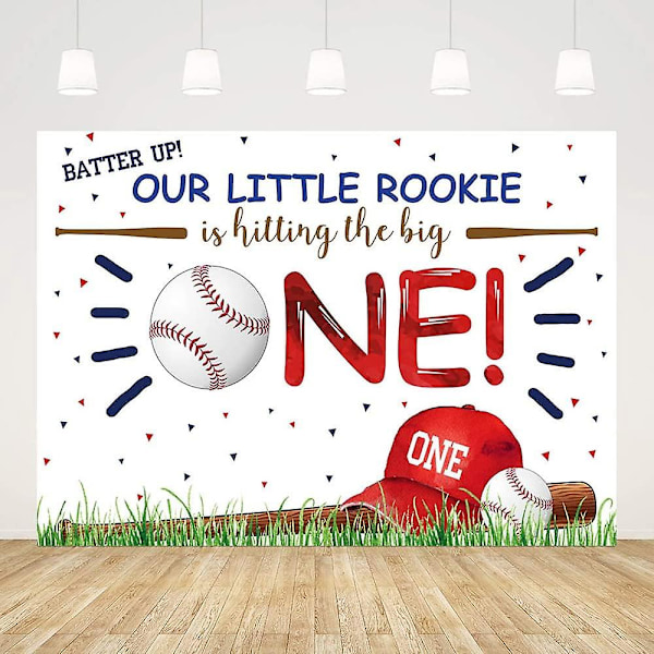 7x5ft Baseball 1 års fødselsdag Baggrund Til Dreng Vores Lille Rookie Rammer Den Store Banner Grønt Græs Baseball Fest Dekorationer Til Fødselsdagsfoto