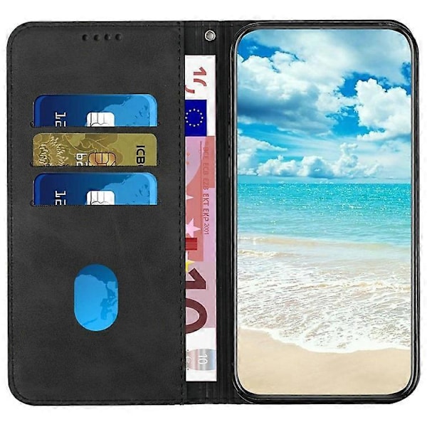 Kompatibel til Samsung Galaxy A36 5G Telefon Cover Præget PU Læder Wallet Stand Case Black