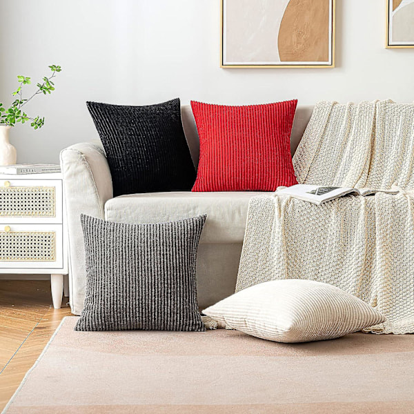 2-pack Jul Corduroy Prydnadskuddfodral Dekorativa Mjuka Randiga Fyrkantiga Kuddfodral Örngott Vår För Soffa Sovrum Stol Bil 18x1