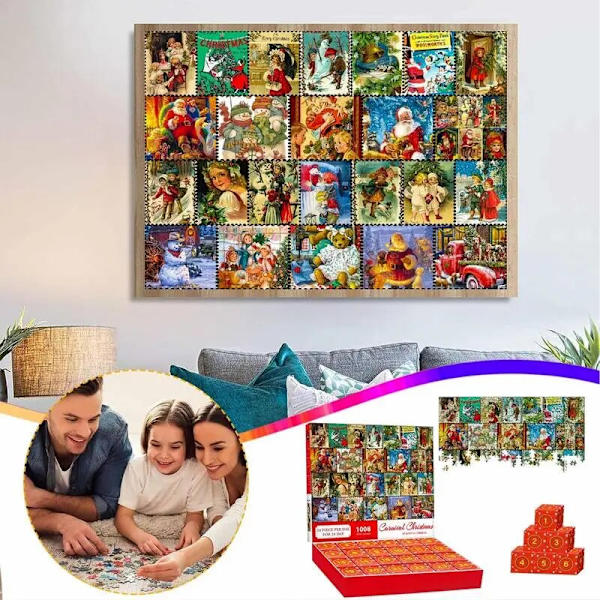 Barn julpussel adventskalender 24 dagars nedräkningspussel Set Söt kalender för Develop Hands On Ability Gör-det-själv set