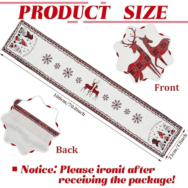 Juledug Jule Nisser Snefnug Printet Bordløber Til Spisning Juleferie Hjemmefest Dekoration 33 x 178 cm