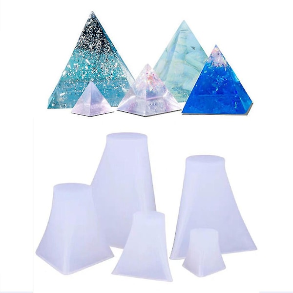 5x Pyramidformar för Resin för DIY Hantverkstillverkning Silikon Klar Gjutformar-fg