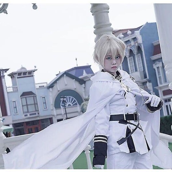 Hyakuya Mikaela Cosplay-asu Seraph Of The End Vampire Reign -asu, valkoinen ja peruukki Halloween Costume One size