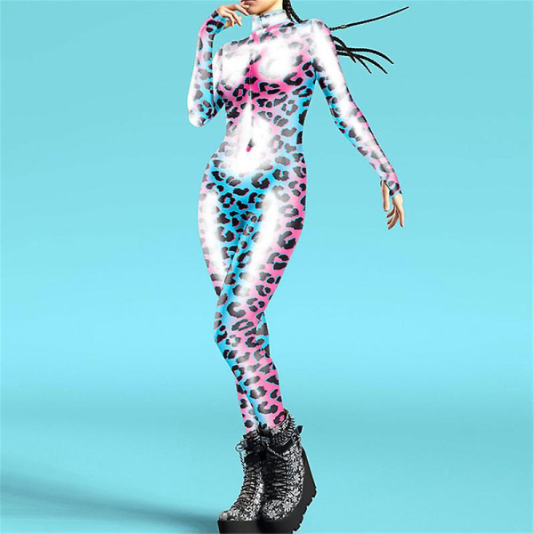 Naisten muoti 3D- thermal / printed cosplay-asu Halloween-juhla rave-body, jossa peukalonreiät style 5 XL