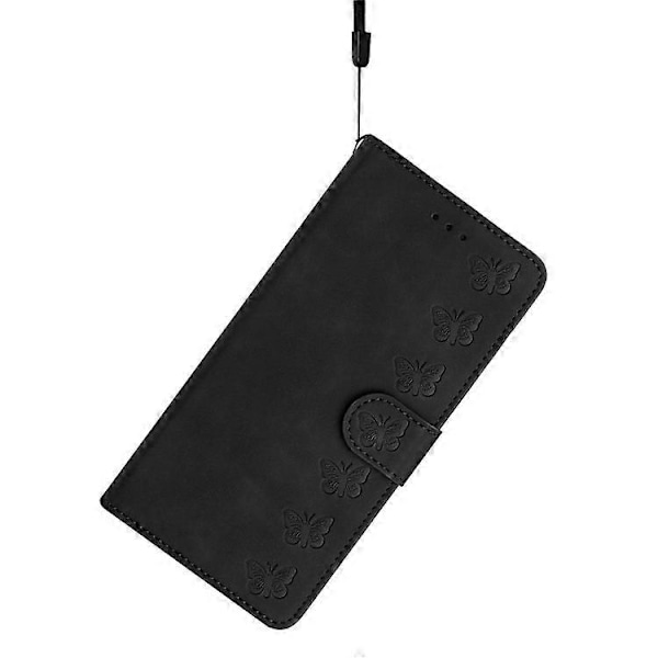 Yhteensopiva Samsung Galaxy S22+ 5G -puhelimelle, lompakkokotelo, folio, läppäkotelo, perhoskuvioitu, roiskesuojattu nahkakansi Black