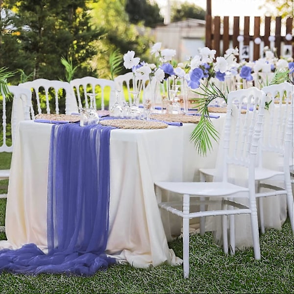 Bryllupsbue Draperingsstoff Marineblå Bakgrunn Gardin 1 Panel Tyll Tak Y