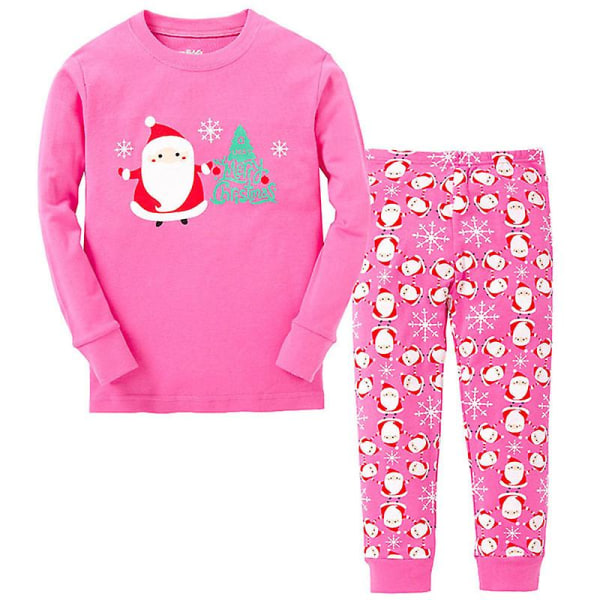 Lasten pyjamat Santa Elk -pyjamat, 2 set Pink Santa Claus 1-2 Years