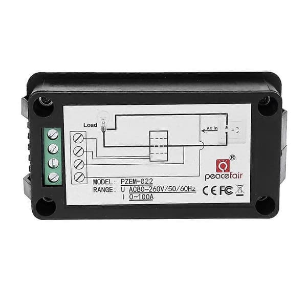 Digital Strømmåler Wattmeter 6 i 1 Elektrisitetsmåler Spenningsvoltmeter