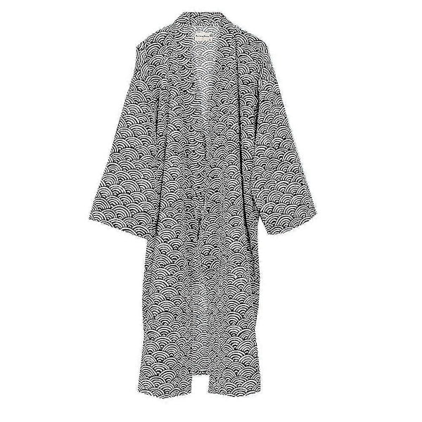 Herr Yukata Mörka Vågiga Kimonorockar Khan Rock Dämpade Kläder Pyjamas Storlek L