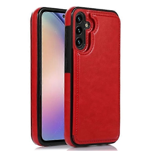 Kompatibel med Samsung Galaxy A54 5G Kortholder Telefon Cover PU Læderbelagt TPU Støtteben Etui Red