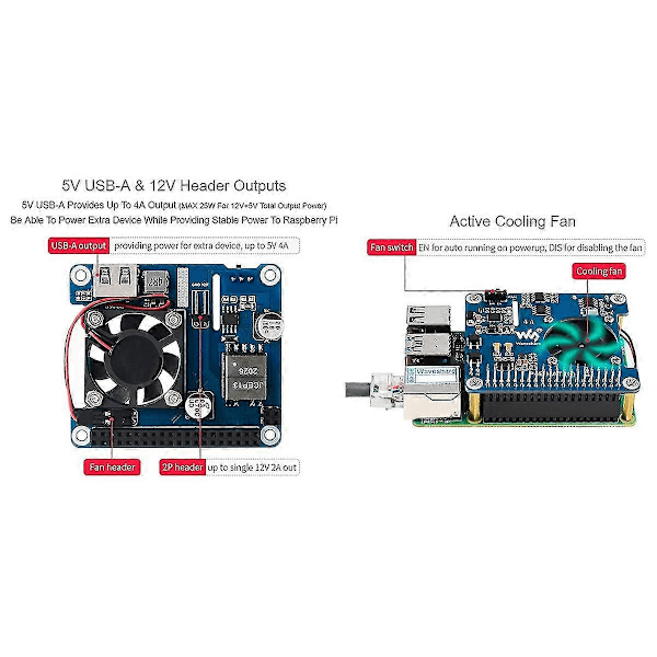 POE HAT (C) for 4B/3B+, Power Over Ethernet HAT, Støtter IEEE 802.3Af/At-kompatibelt nettverk