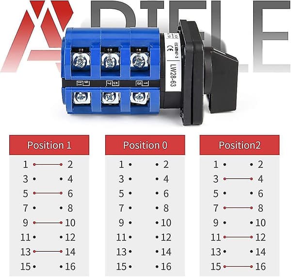 Omskifter 20a 3 Position Universal Cam Switch 8 Terminaler Rotary Switch Gave