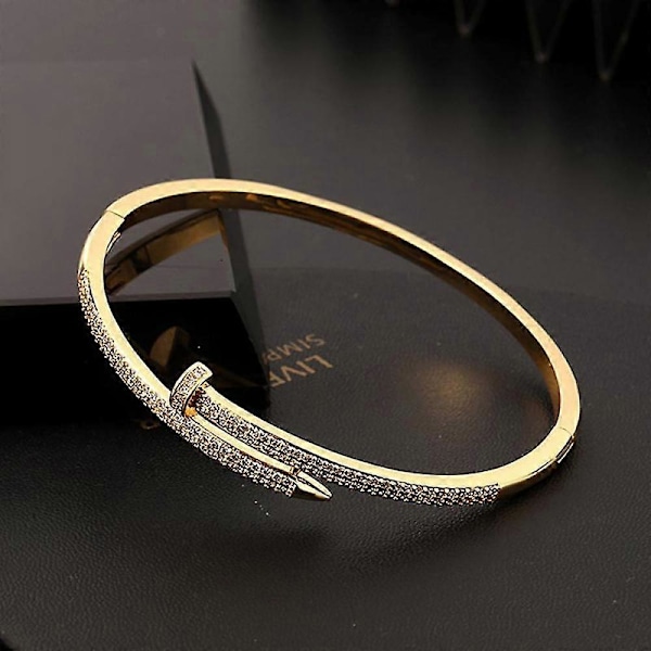 Negle Armbånd Armring 2 stk Sæt Guld Sølv Med Cubic Zirconia Sten Fødselsdagsgave Til Hende Kvinder Teen Piger EXZ NIP